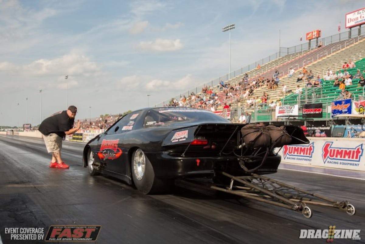 Mike Decker Jr. came out swinging in the opening round of Outlaw 10.5 running a 4.18 at 185 to take the number two spot in his blown Camaro. 