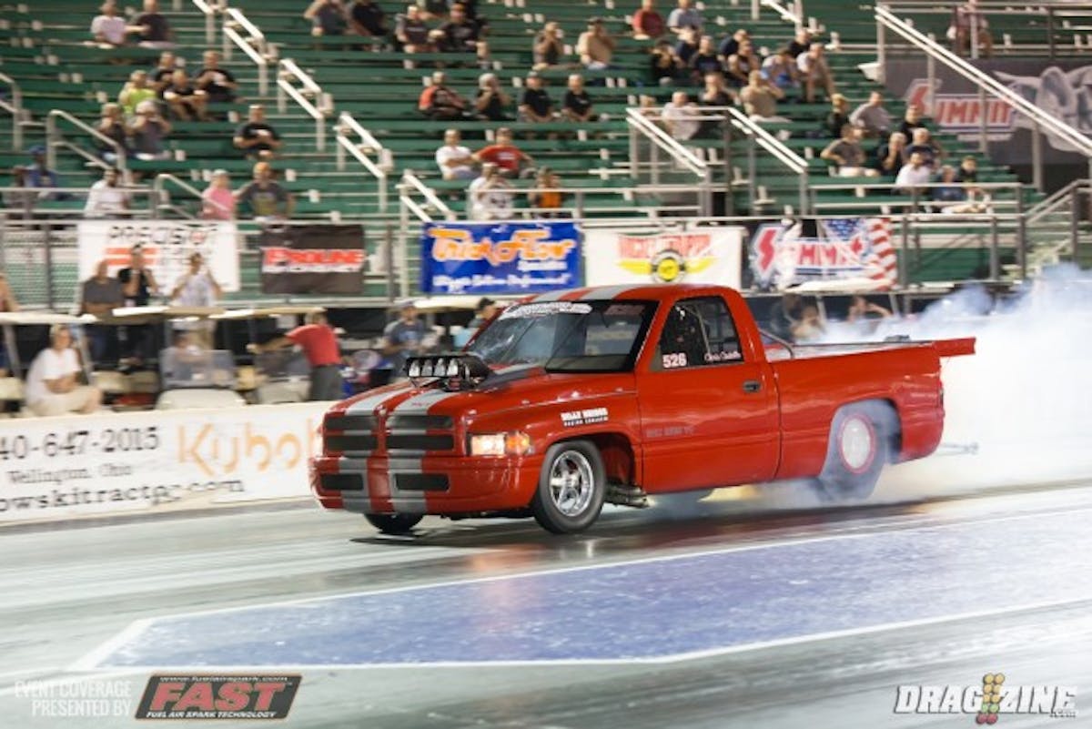 Outlaw 10.5 qualifying saw lots of racers making moves up the sheet in the second session.  Chris Cadotto ran an impressive 4.19 at 178 in his truck, landing in the seventh spot. 