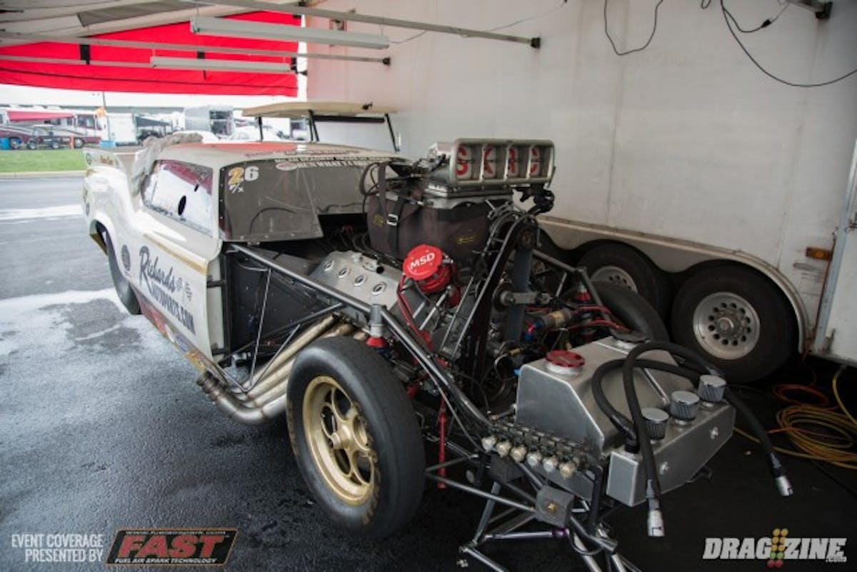According to Keith Engling the number one qualified 1972 Olds has a lot left for the Outlaw Pro Mod field here at the Shakedown. On the low ET pass last night Don Walsh Jr actually had to lift early, otherwise the car would have run a bottom 5.80 pass. They plan on throwing their hat into the ring for The Money Shot in the third qualifier today. 