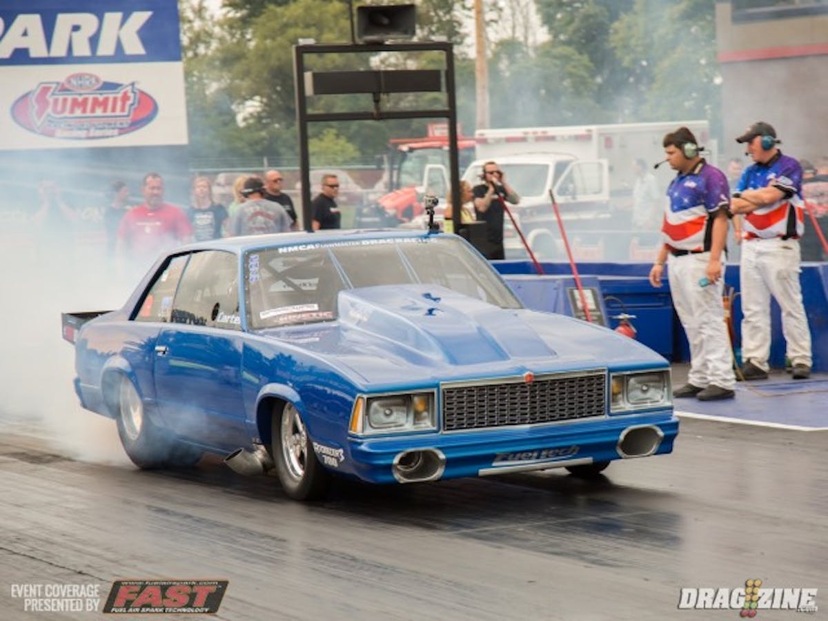 Number one qualifier Mark Mickie had issues during the third qualifier of Outlaw Limited Street. The G-body seemed to really lose power on the pass just after the 300 foot mark on the track slowing to a 4.70. Josh Klugger remained in the second spot after his 4.09 pass in Q3.