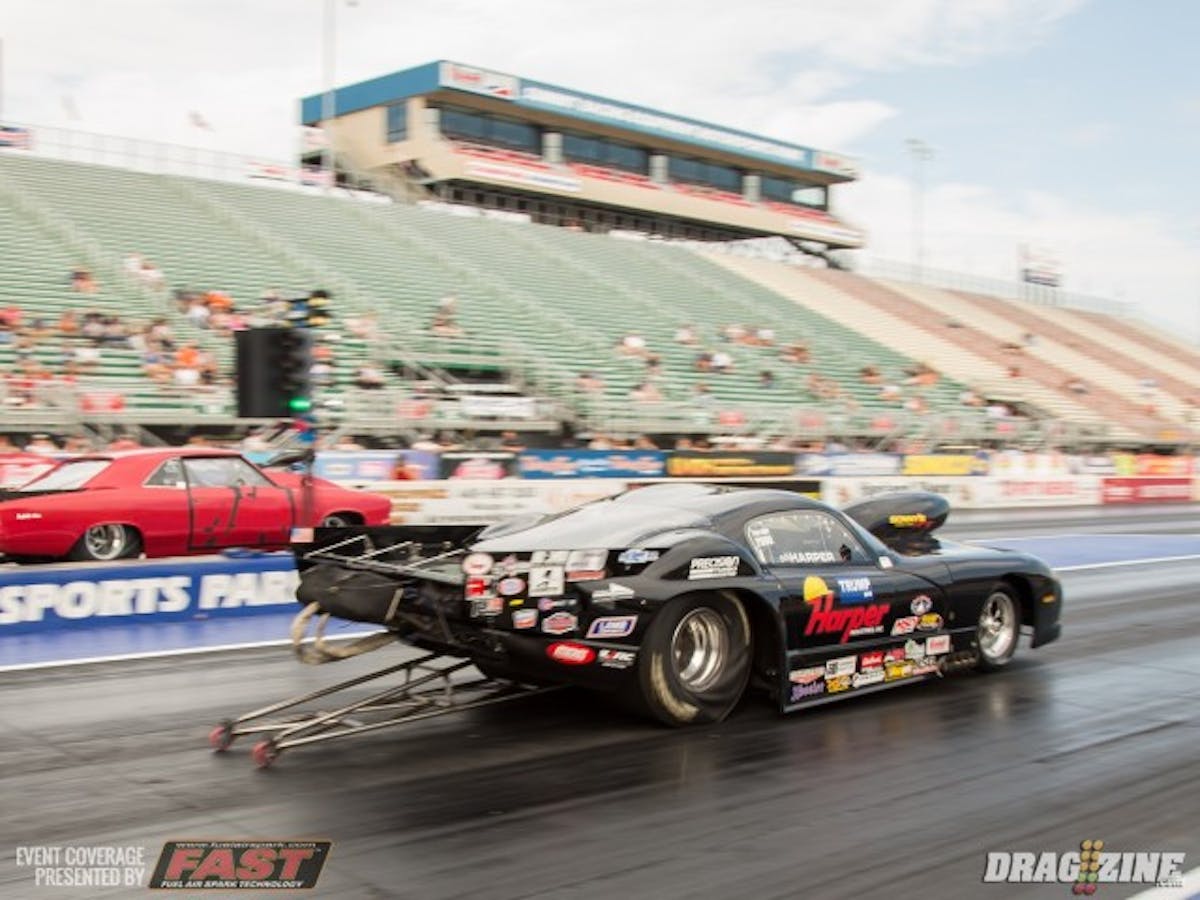 Billy Harper came out in round one of Outlaw Pro Mod eliminations and ran another 5.90 pass in his nitrous-fed Viper to get the win against James Beadling. 