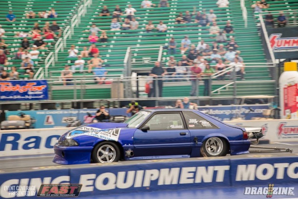 Robert Adel caught a huge break in round one of Outlaw 10.5 when his opponent Jeff Harrington jumped the beams and was disqualified.