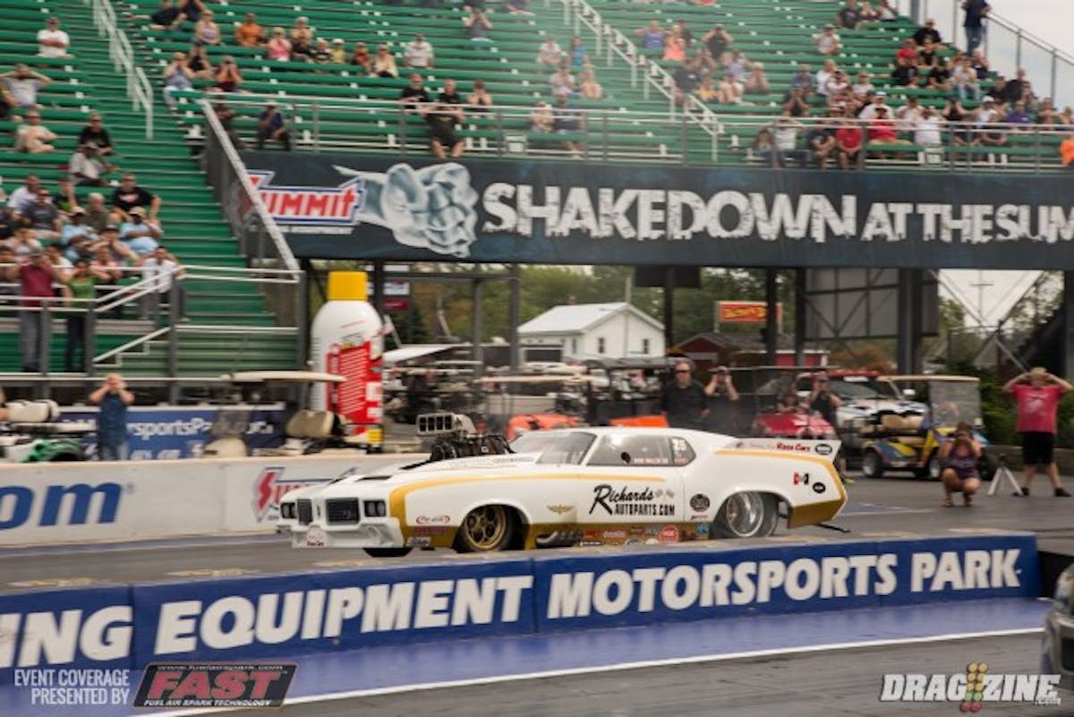 Don Walsh Jr. continues to run over the rest of the Outlaw Pro Mod field with his killer passes. In the second round, Walsh went a 5.84 at 236 mph, the quickest run of the weekend for the class.