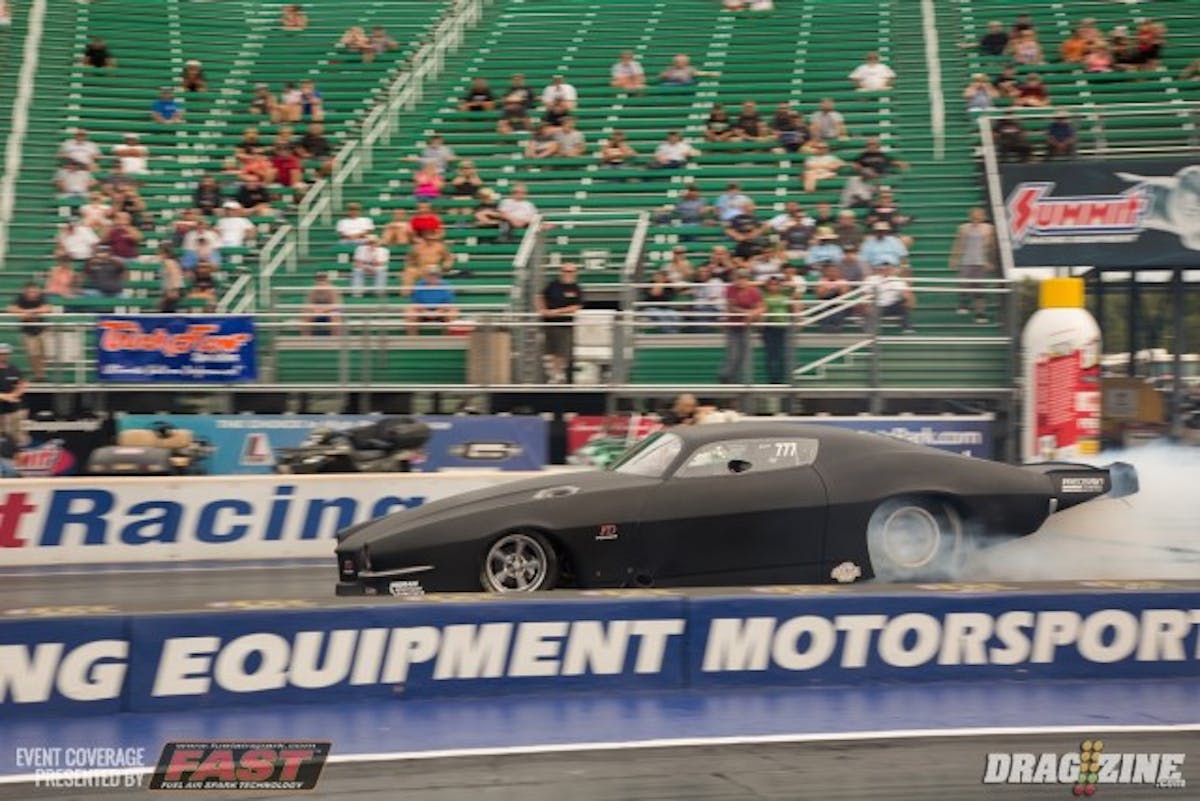 Wes Goddard was able to move past the higher qualified Dwayne Wolfe in the second round of Outlaw Pro Mod when Wolfe had a mechanical issue at the hit. 