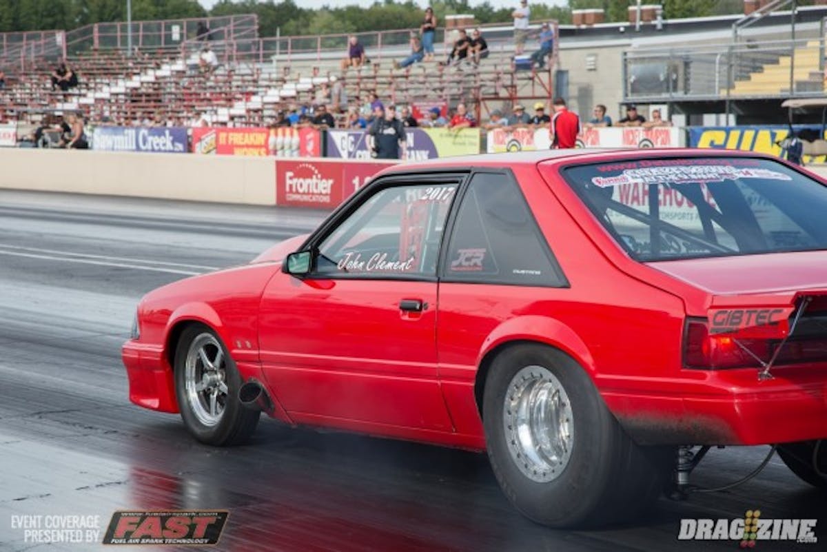 John Clement put the Pro Street class on notice with his huge 4.38 et in the third round. That is the quickest pass of the weekend for the class and is almost two tenths quicker than number one qualifier Ed Parker.