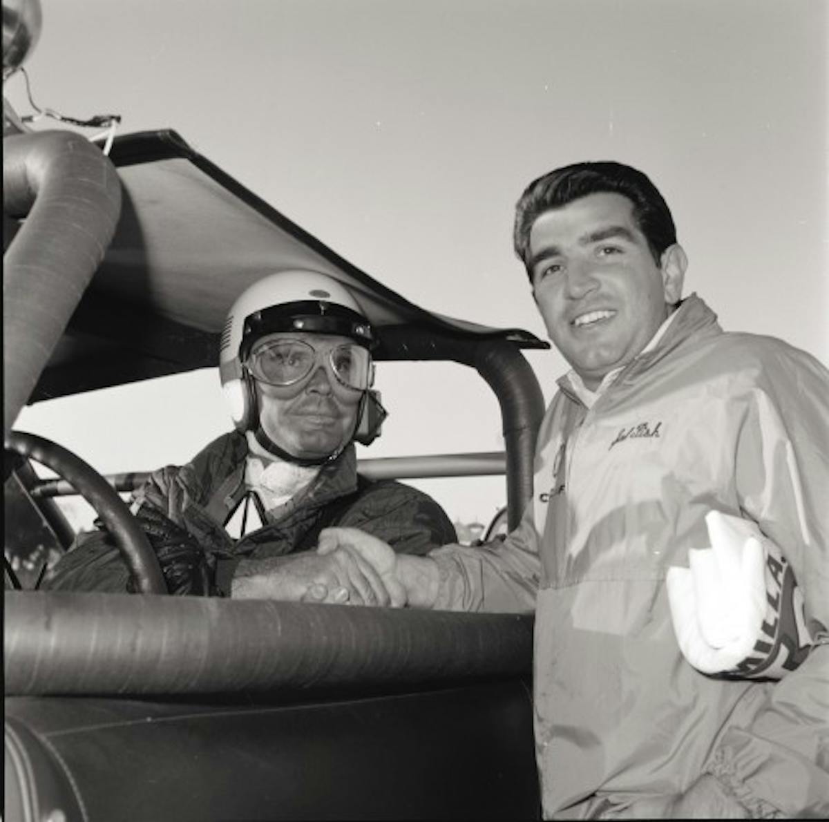 Sal Fsh and James Garner at the 1968 NORRA Mexican 1000. Image from SEMA.