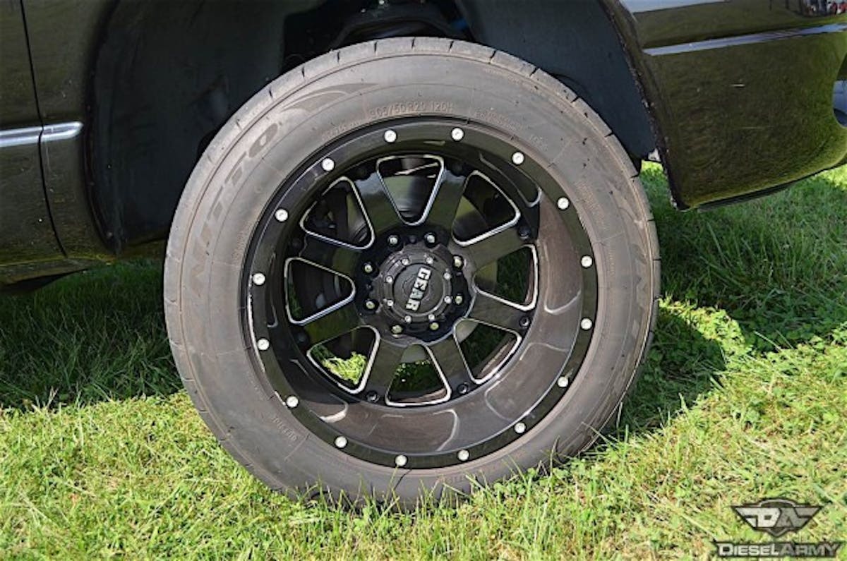 For the best traction and looks possible, 305/50R20 Nitto 420S tires were wrapped around 20x12 Gear alloy wheels.