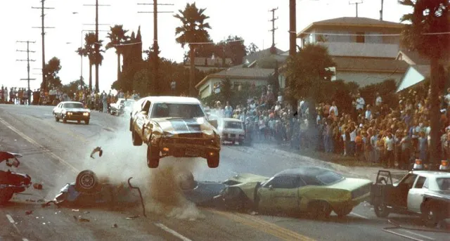 The climax of the car chase.