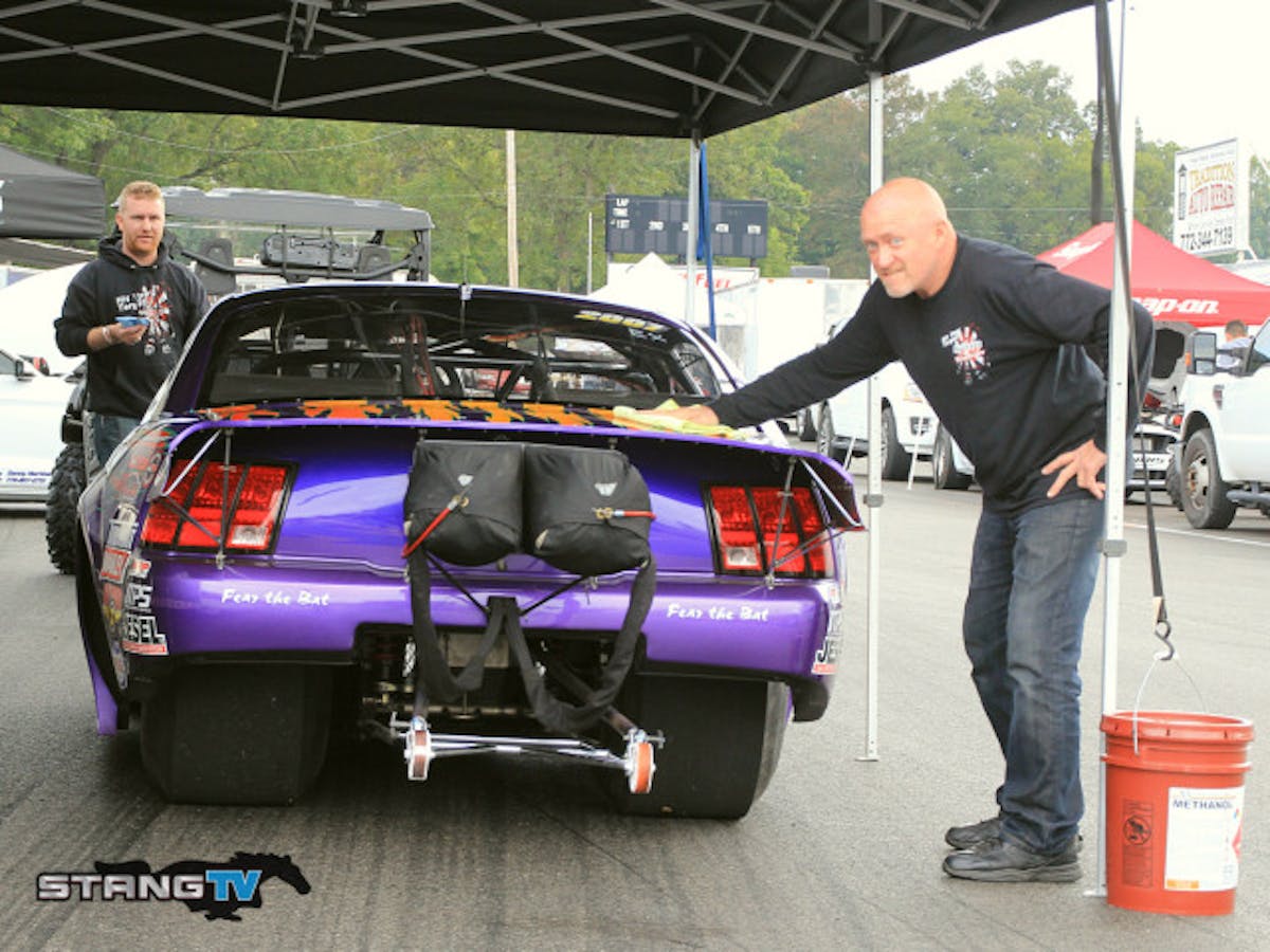 Wild Bill Devine will be here making exhibition runs in his Outlaw 10.5  Mustang this weekend. The car is a Twin Turbo set up from Bullseye Turbo and uses a manual transmission running low four second runs to the eighth mile. So far he hasn't received any call outs for grudge night but here's to hoping.