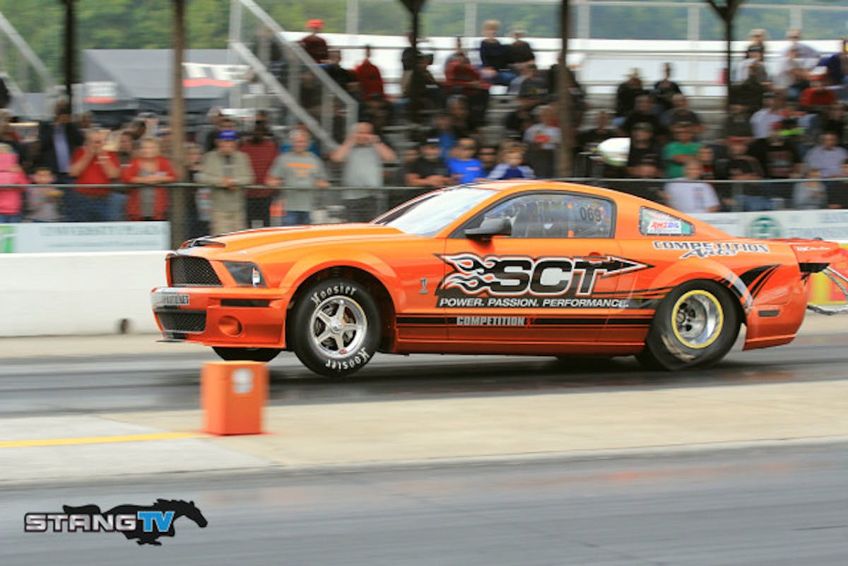 John Kauderer took the top qualifier this round in Procharger Coyote Modified with a 7.81 at 170 MPG in his SCT sponsored 2014 Cobra Jet.