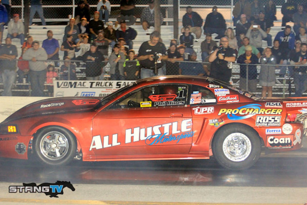 Phil Hines is sporting a new car this weekend and he sits third in class with a 4.46 at 164.