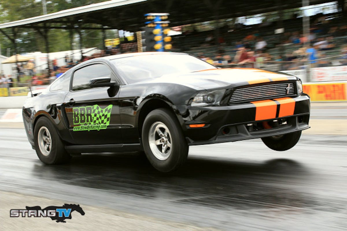 Bret Stabler put the  Henchman Racing Turbo Coyote Shootout BBR GT500 in the 4's today with a 4.955 at 146.89 earning his second 4.9 pass this weekend.