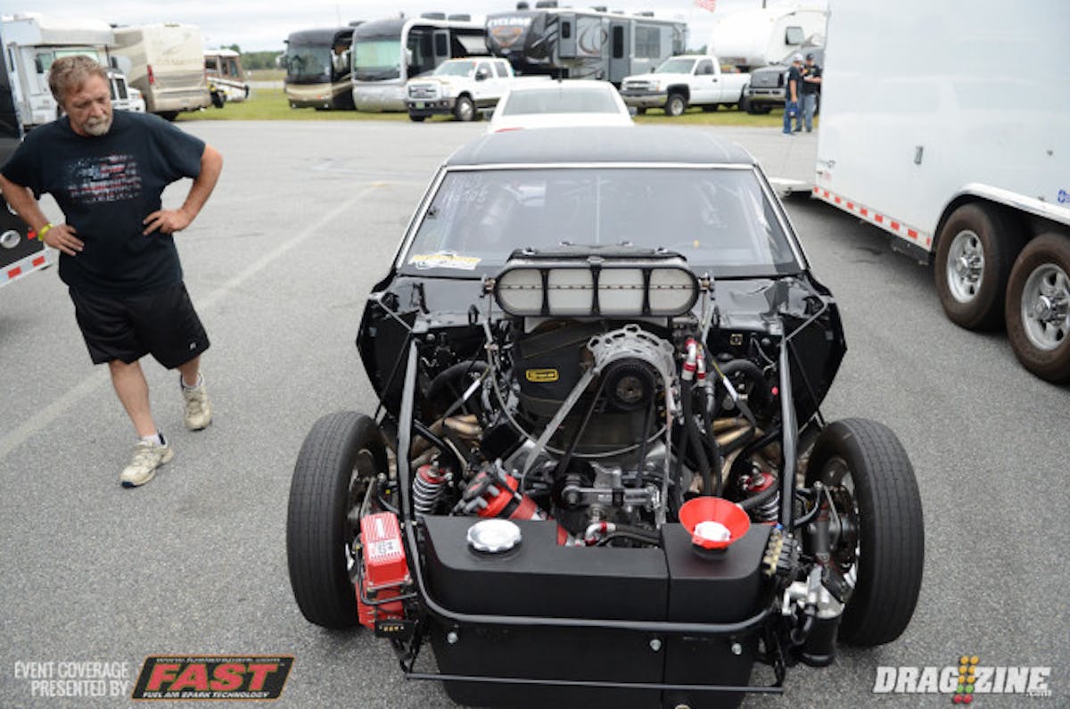 Pro 275 racer Jerry Gunter has brought out his gorgeous Camaro with an all-new Alan Johnson small-block powerplant with a C-rotor screw blower on top. With just six passes on it, Gunter has been a 4.68 best so far this weekend. 