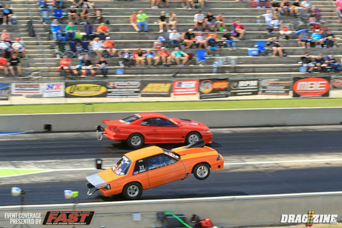 Nitrous X Racer Matthew Schlien carried the wheels out in the heat of the day. He sits sixth in class with a 4.97 with one qualifying session left.