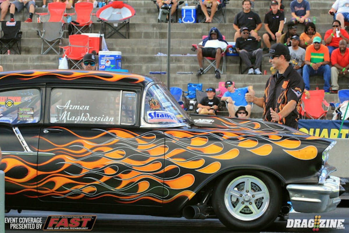 Armen Maghdessian is one of the Cali crew out here for some racing and a good time. he is running in Strange Engineering Xtreme Leaf Spring and scored fourth of seventeen cars with a  4.61 at 156 MPH. A nice hit for him.