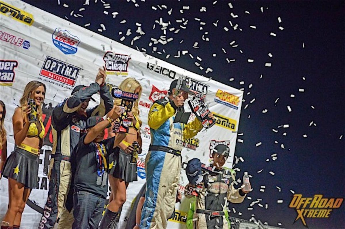 Despite Friday night's outcome, the team worked to fix the buggy and Darren Hardesty Jr. was able to get a top the podium the next night.