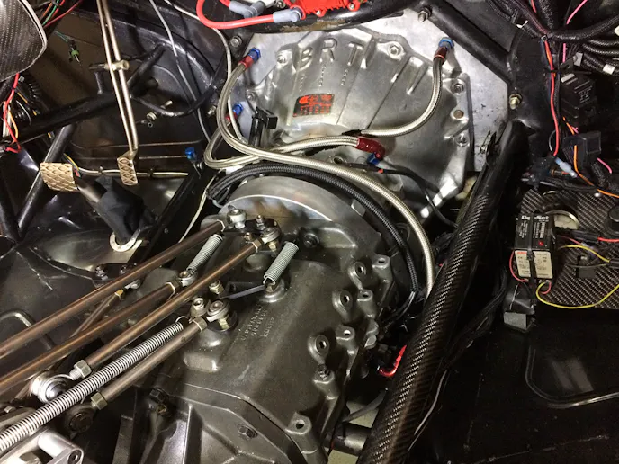 A Bruno's converter drive mated to a Liberty Extreme 4-speed transmission in the DD/AT turbocharged Cobalt campaigned in Competition Eliminator by Bruno Massel, Jr.