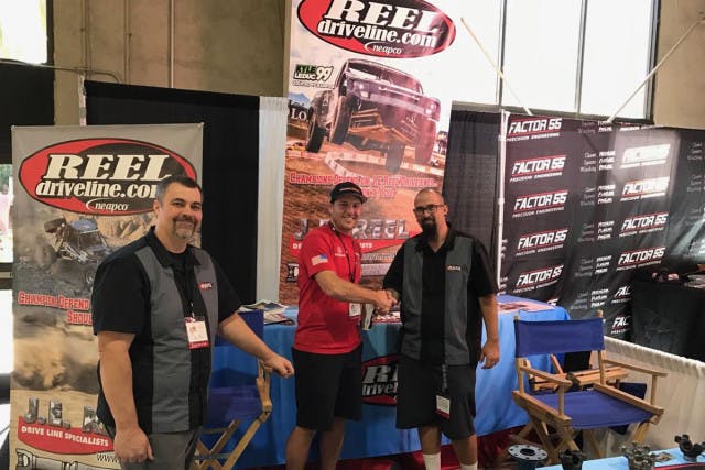 Tim Nissley (right) shaking hands with Jeff Proctor (left) to seal the sponsorship.