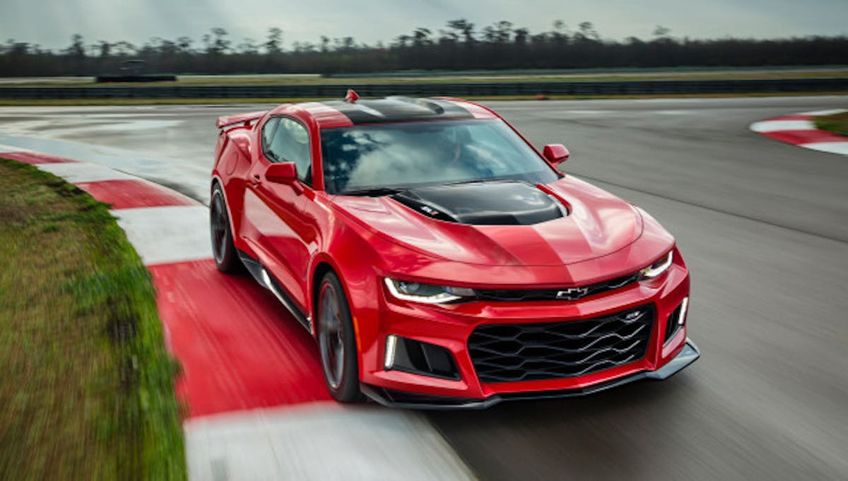 2017-Chevrolet-Camaro-ZL1-front-three-quarter-in-motion b
