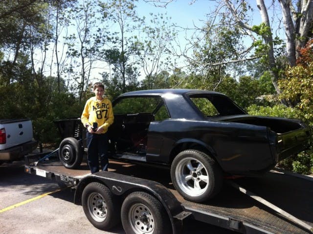 The car as purchased, with Zach Leeper laying claim to a future driving job.
