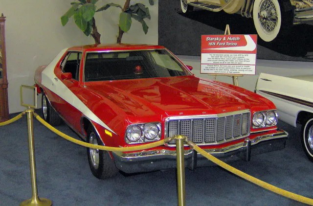 A 1974 model year Ford Gran Torino used in the first season on Starsky & Hutch is on display at the Imperial Palace Auto Collection in Las Vegas.
