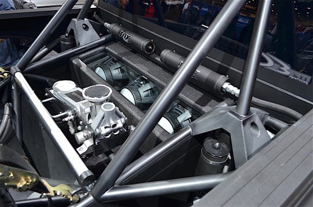 One thing you do not see everyday in a prerunner is a stereo system with three 12-inch subs.