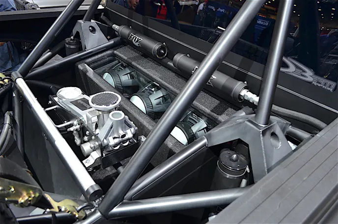 One thing you do not see everyday in a prerunner is a stereo system with three 12-inch subs.