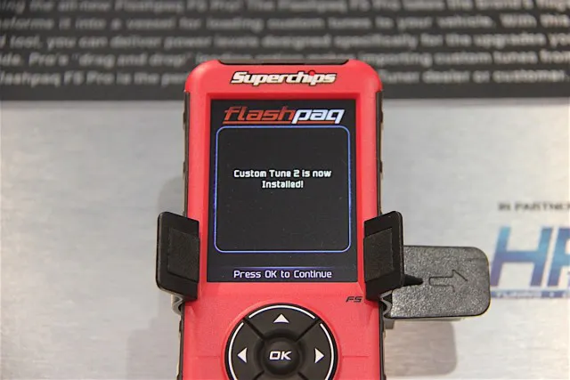 The Flashpaq Pro is able to do not just pre-loaded tunes, but custom tunes as well. This is possible thanks to Superchips' co-development with the custom tuning experts at HP Tuners.
