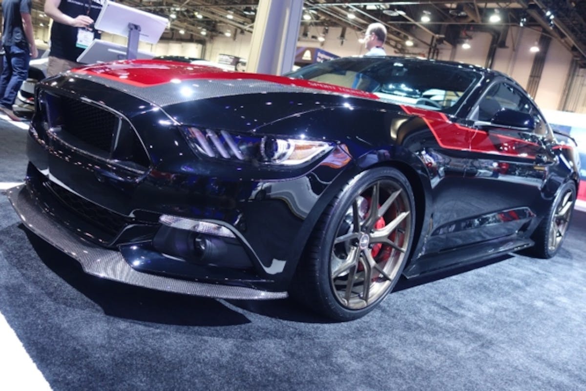 The MRT EcoBoost Mustang is subtle in its outward approach a splash of color and a dash of carbon fiber accent the black S550. It is, however, the Vortech-supercharged EcoBoost engine underhood that really makes it stand out.
