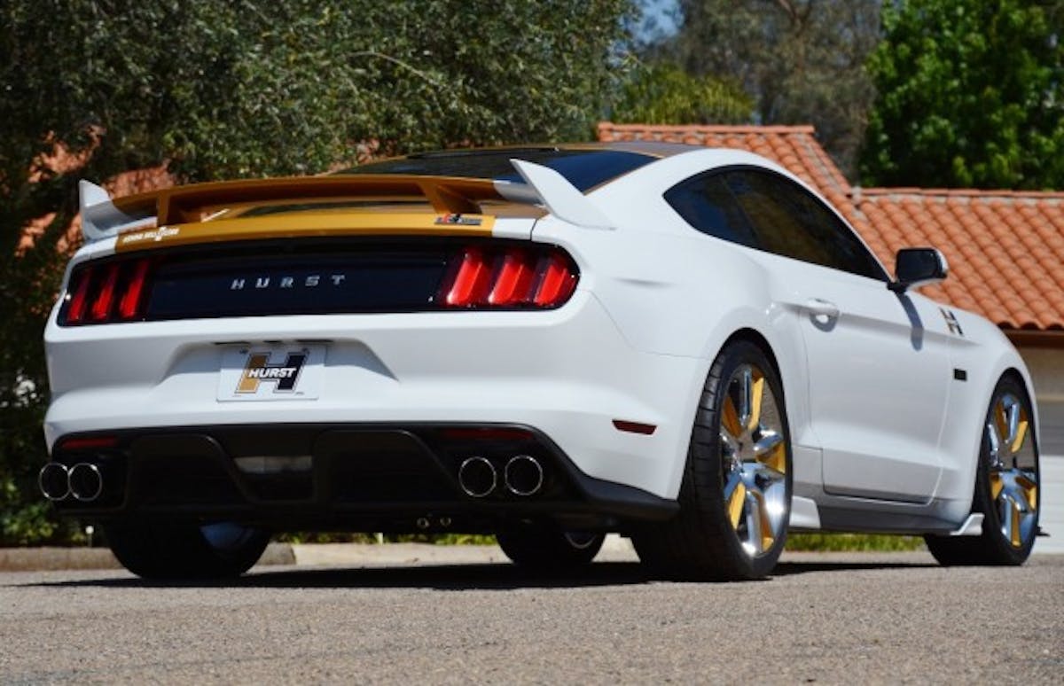 Out back the Hurst-Kenne Bell Mustang wears a unique wing and rear valance. The latter is designed to accent the quad-tip Flowmaster exhaust, but it can accommodate a large single tip as well.