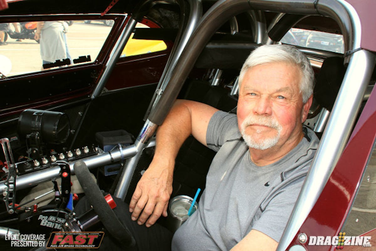 Outlaw 632 racer Mike Oldhan runs this 37 Ford built from Suncoast Race Cars in the class with a Voss Engineering 632 big Chevy. The car sees occasional street duty and is equipped with dual funny car cages for that extra layer of passenger safety.