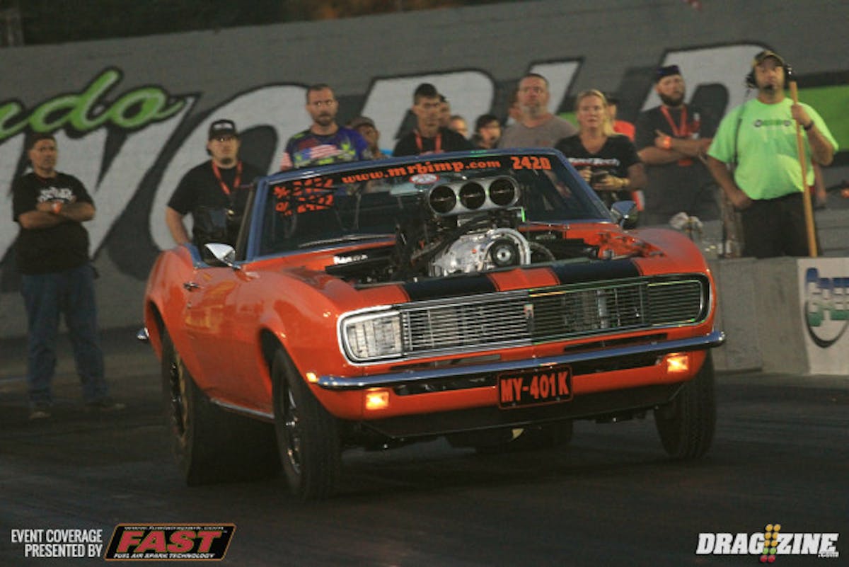 Lil Bull is mid pack in Heavy Street with his Pumkin orange blown Camaro, a long time crowd favorite here at Orlando.