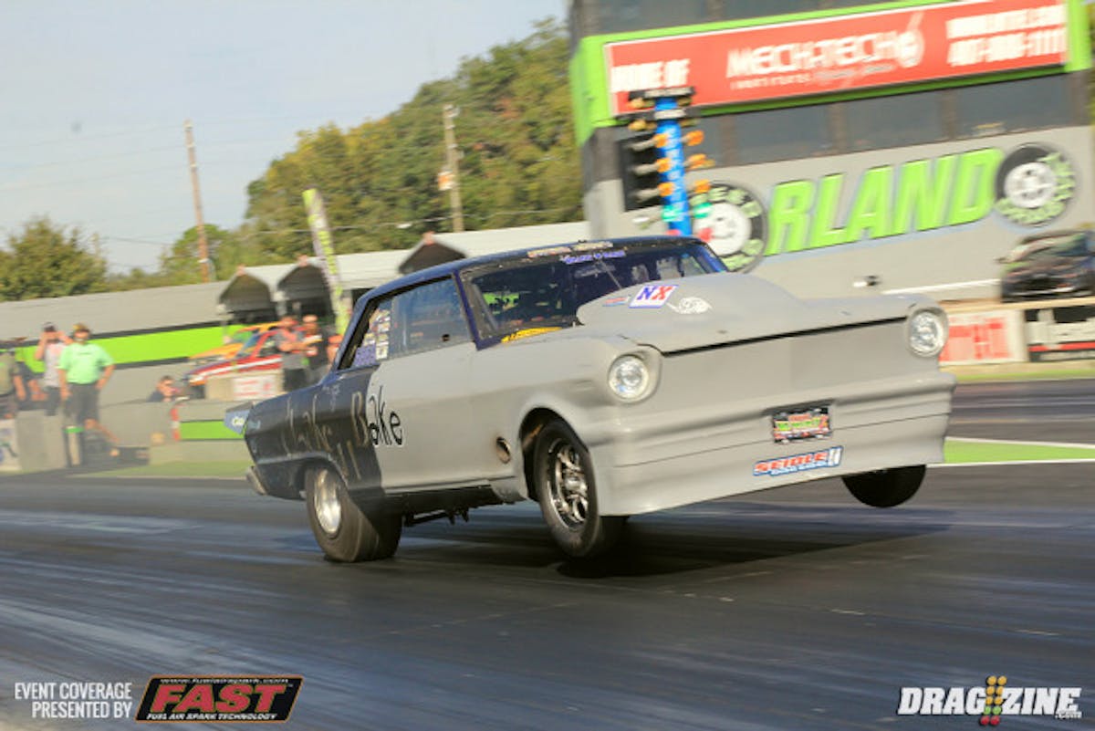 Quite a few cars in Ultra Street struggled with the surface as the sun came out heating the surface. Mike Shake N Bake Wacaser made his first pass today landing ninth in class.