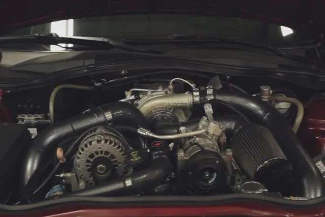 The 6.6L Duramax was a tight fit under the hood of the Camaro. The subframe needed to be modified so the engine could be lowered enough to allow the hood to close properly.