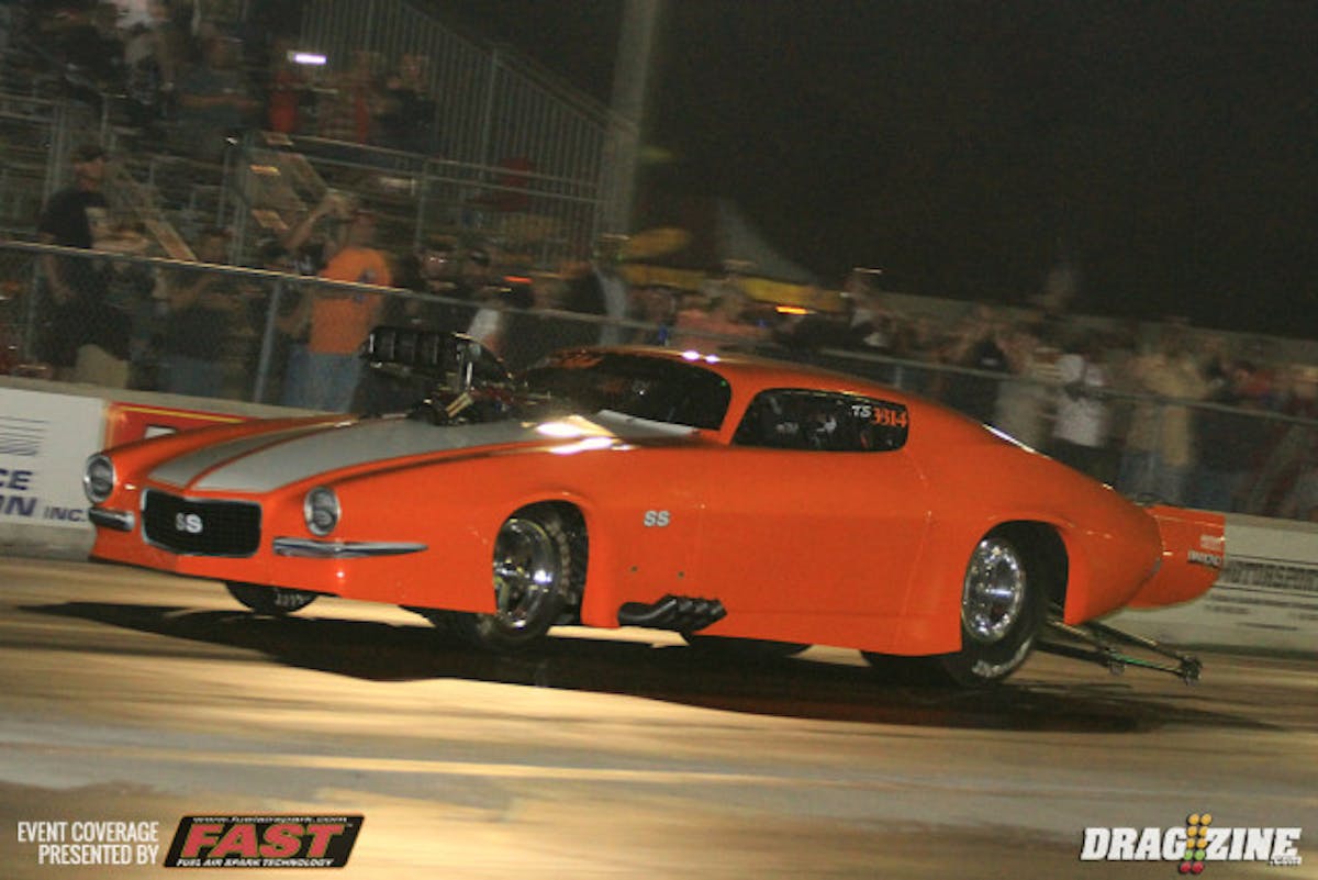 Scott Wingust took over the Top Sportsman number one qualifier in his supercharged1970 Camaro from Bruce Thrift with both racers improving their numbers. Wingust from his 4.26 at 177 to a 4.09 at 181 while Thrift improved .041 to a 4.108.