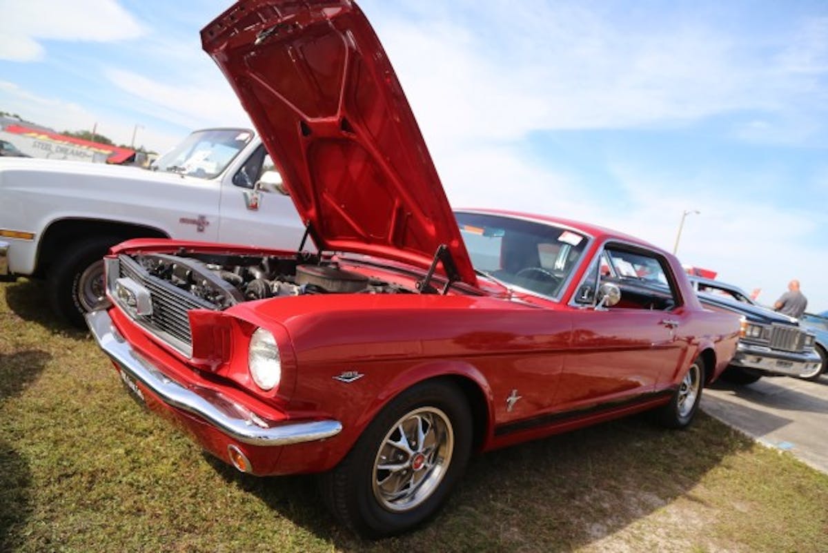 While Foxes are definitely classics at this point, there were plenty of ’60s classics on display at the Sun ’N Fun campus. We spied this ’66 in the car corral. It sports a rebuilt 289 topped with a Ford Racing air cleaner and a two-barrel carburetor. The signage promised it has working air conditioning and a rebuilt C4 automatic transmission. 