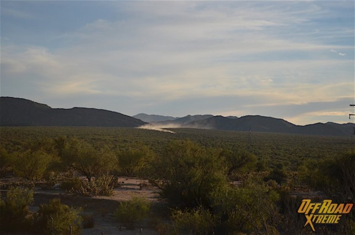 Being out in the middle of nowhere some of the only ways to know a vehicle is coming is either by the sound of its motor or the dust cloud closing in.