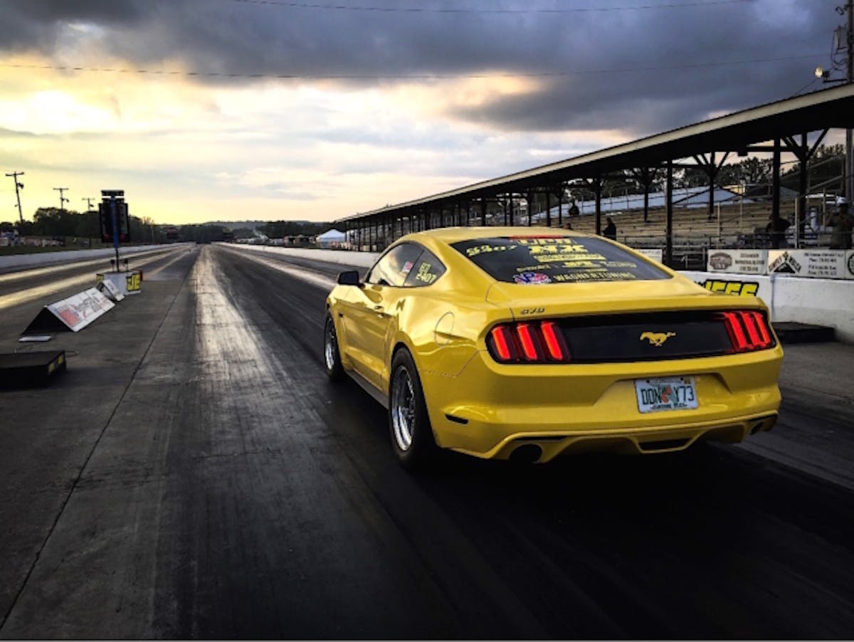 After trying out its new combo at the NMRA World Finals, Bill Putnam put the UPR Products 2015 EcoBoost Mustang into the record books during a test session at Palm Beach International Raceway. Bill clicked off a 9.94 at 137 mph. (Photo Credit: Steve Gelles/UPR)