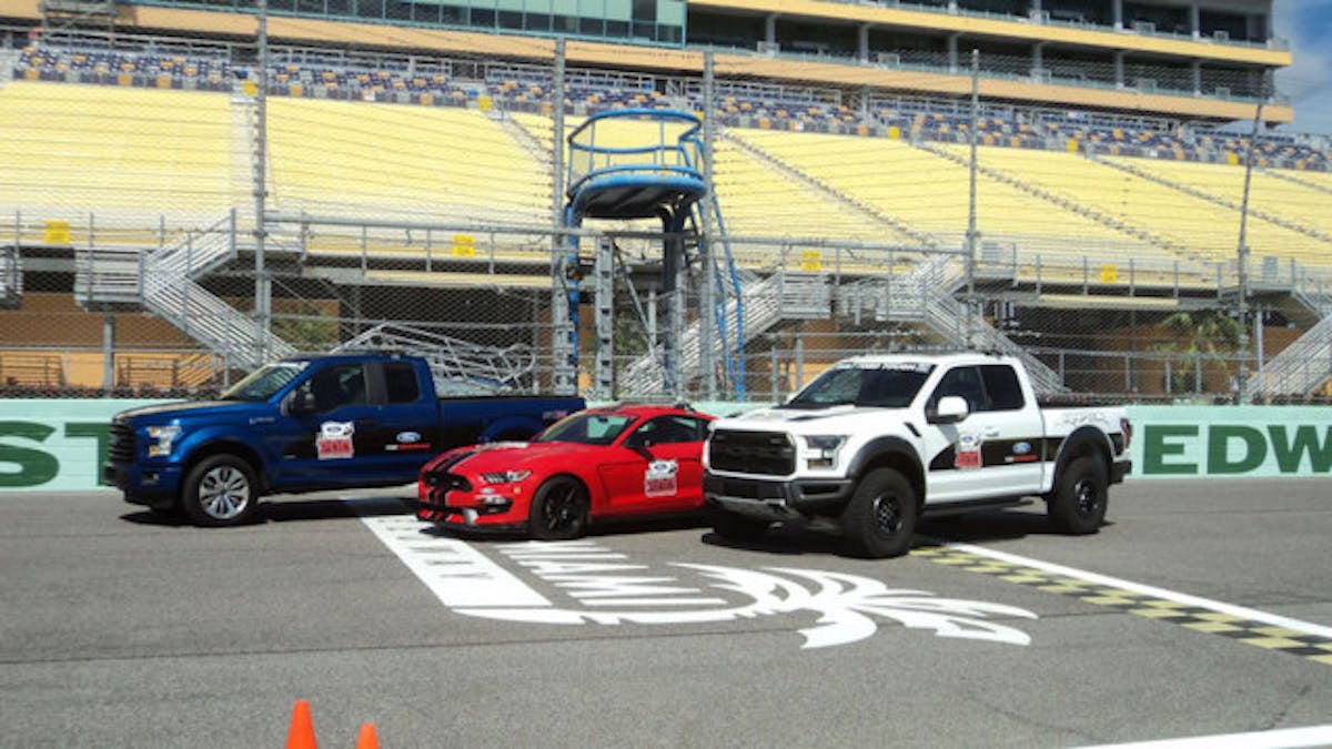 In addition to the Raptors, two F-150s will pace the NASCAR Camping World Truck Series Ford EcoBoost 200 on November 18. The trucks are joined by Shelby GT350s pacing the EcoBoost 300 NASCAR XFINITY Series race on November 19. (Photo Credit: Ford Motor Company)