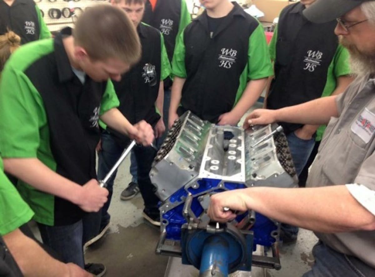 The folks at Wegner Motorsports spent time with the kids, helping them to build the motor.