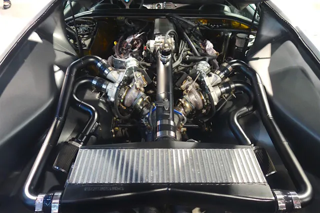 Featuring a number of custom upgrades from Gas Monkey Garage—including a header, rear-facing manifold, intercooler and more—this Ford Performance EcoBoost 3.5-liter engine wears upgraded turbos from Full Race Motorsports and a new high-pressure fuel pump from RTR.
