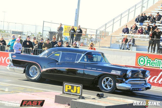 Doug Reh brought his stunning turbocharged 1957 Buick from Pratt, Kansas for some Pro Mod action. He struggled on this run but managed a 7.76 at 146 for fifteenth qualifier.