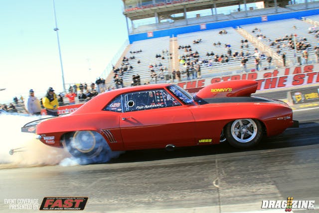 Paja Agatonovic left hard then shook the tires before the car got on the bars near the 330 riding it out before shutting it down to a 5.39 at 180 MPH.