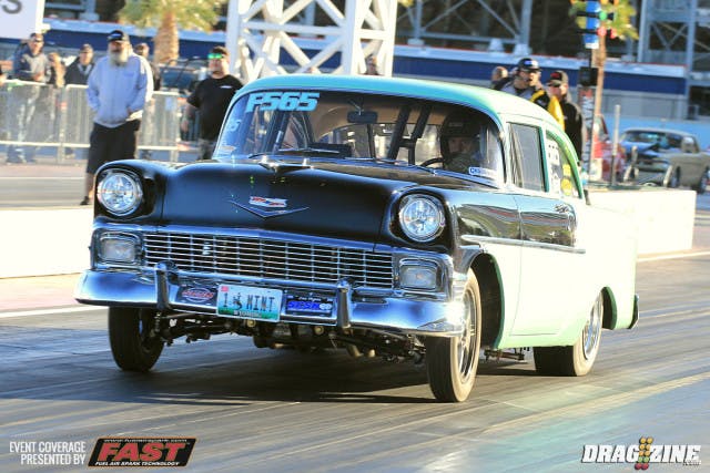 This gorgeous 56 Chevy belongs to Tony Ferguson out of Casper, Wyoming. He sits third in class so far with a 5.770 at 124.