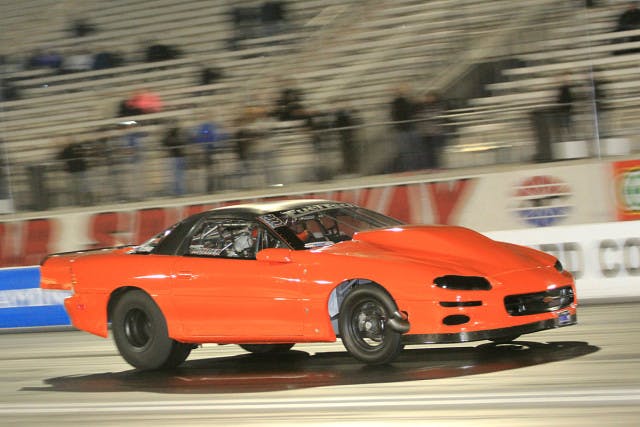 Roger Holder got loose down track in Morrow Brothers Radial vs the World. He went through with a 4.65 at 115 on the pass and did a great job driving the car getting recovered. He also had some luck on that deal. 