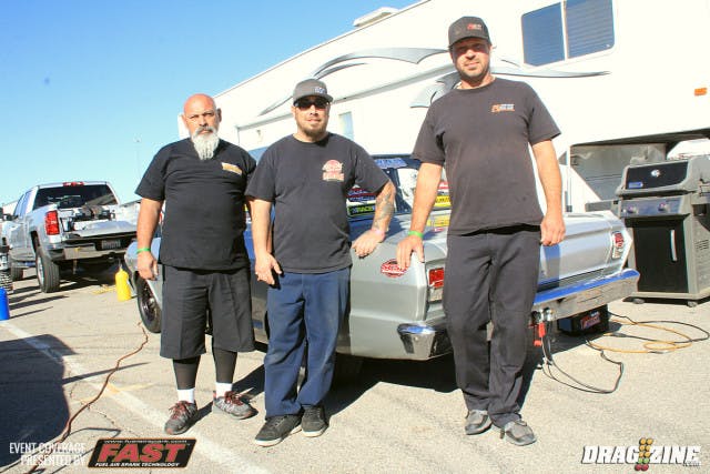Mike Silva is top qualifier in Procharger 235 Limited after three sessions with a 5.63 at 126 MPH. The Madera. California based racer runs a small block Chevy 406 cubic inch from Craig Gerfen at Race Engine Systems with an Applied Nitrous plate system. This is the first time for Silva on a radial as he normally runs the NMCA West Ultra Street class where he has won every event for the season and is the 2015 Champion. He has had the car 20 years, since high school when it was driven daily. Tha nks go out to Craig the engine builder, my wife Cheryl for feeding everyone,  crew member Julian Martinez ,  my long time transmission builder Roger Rodriquez at Payless Transmissions and JE Pistons for coming on board this year.
