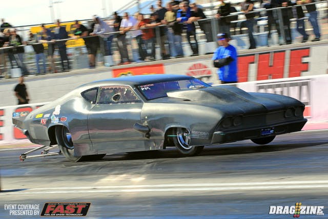 Ojai, California's Scott Loomis landed fifth in Precision Pro Mod with a 5.95 at 253, improving slightly in today's session and is the last car in class in the five second zone.