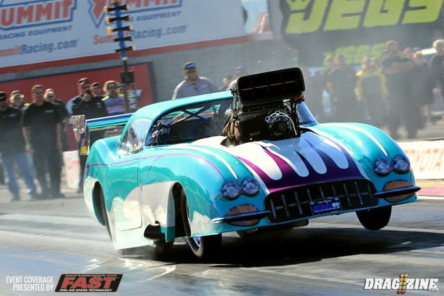 John Durden ran well but struggled making clean hits. This was just before getting into tire shake on an aborted round four qualifying attempt. He would land eighth overall in class with a 6.07.