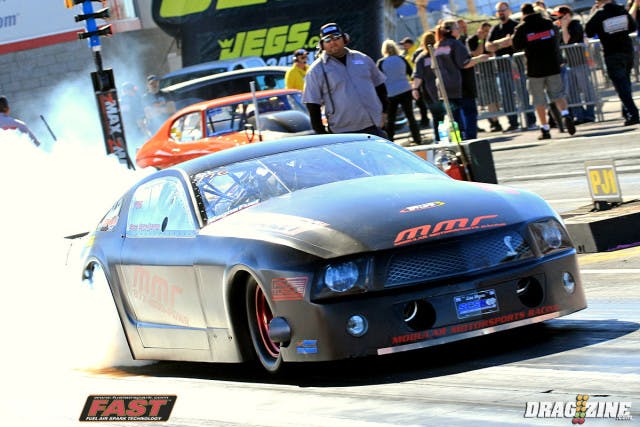 Greg Seth Hunter put up a 4.05 at 190 MPH last night to improve his ET slightly, he is the number one qualifier in Magnafuel Outlaw 10.5.