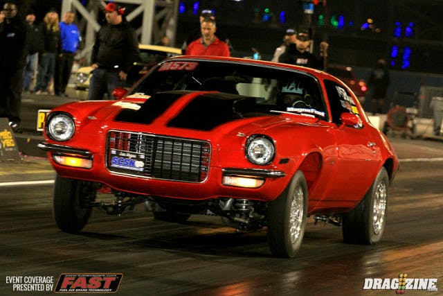 Eric McEwan moved up from fourth to second this round, improving from a 5.69 to a 5.64 at 128 in his Greeley, Colorado based 73 Camaro.